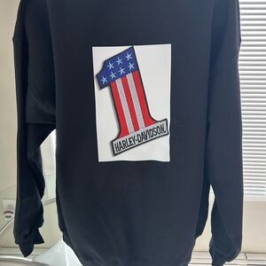 Gildan Men's Black Sweatshirt with Harley Davidson logo FRONT & BACK.  2xl